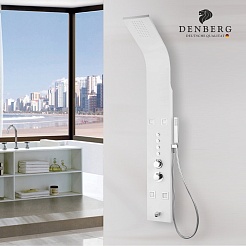 Denberg Душевая панель LT-202 с термостатом белая матовая – фотография-4